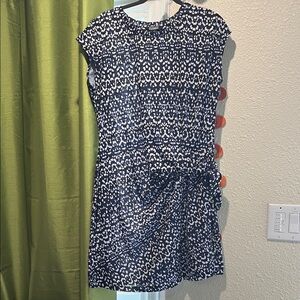Nicole Miller Navy and White Printed Casual Dress